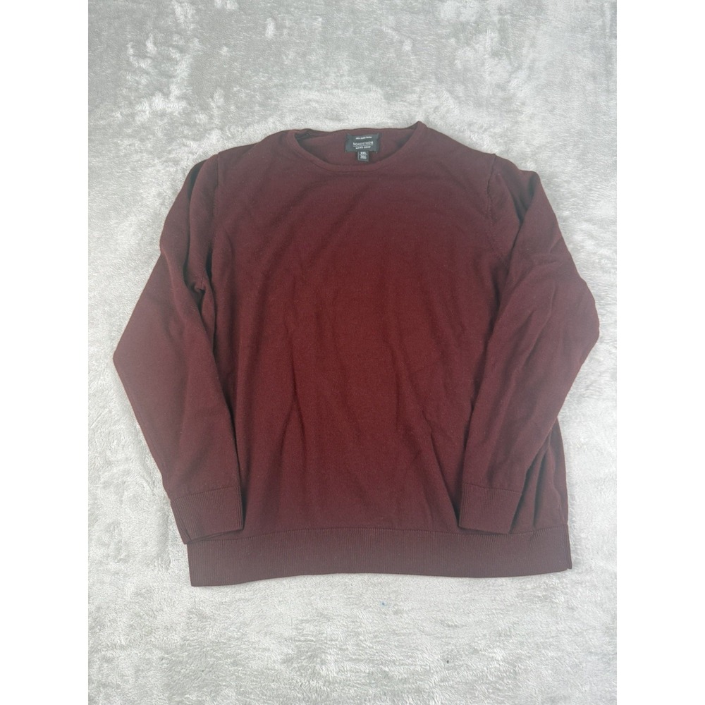Nordstrom Mens XXL Italian Merino Wool Sweater Burgundy Crewneck Pullover